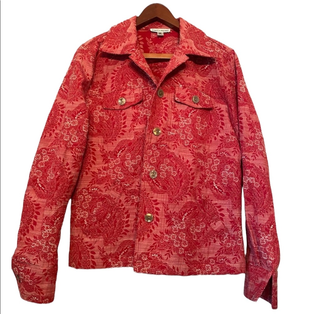 Rebecca Malone Red and Cream Floral Print Jacket
